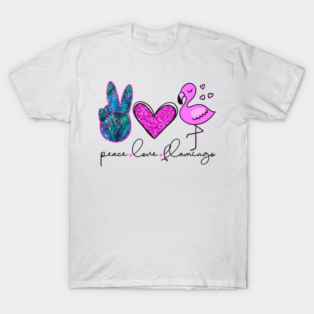 Peace Love Flamingo T-Shirt by Satic